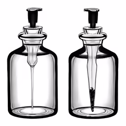 two bottle with an empty top and nozzles