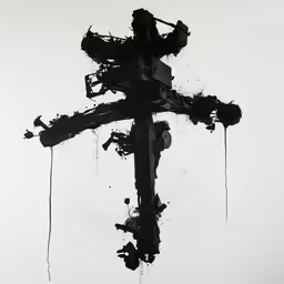 the silhouette of a man with cross on top