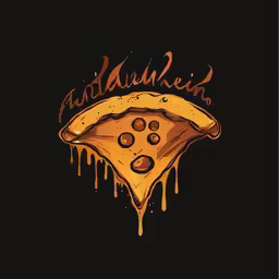 a slice of pizza is dripping with caramel on top