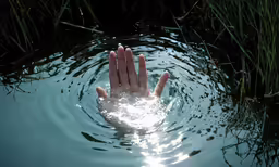 a person is swimming in a pool of water
