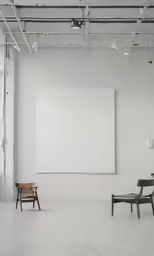 the empty room has no chairs or objects on the walls