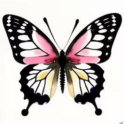 an image of a pink butterfly that is on a white wall
