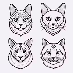 three kinds of cats are shown in the following images,four different heads of cats with eyes closed