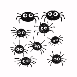 eight spooky spiders, one is black and three are black