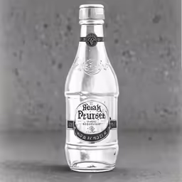 a black and white photograph of a bottle of purchei elder