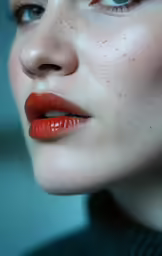 woman with freckled make - up posing for magazine
