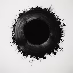 a black circle is in the middle of the white background