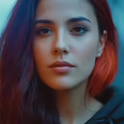 the young woman is looking to the side