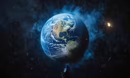 there is a man staring at the planet on his phone