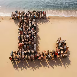 many people are standing in a large number on the beach