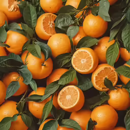 a bunch of fresh oranges cut into slices