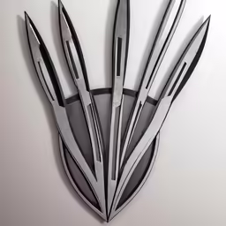 a clock with black blades that are bent up