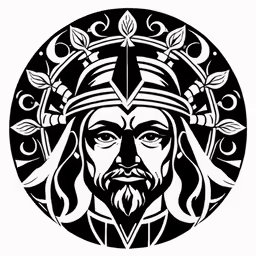 black and white art with a man with a beard
