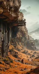 some people are standing by a cave entrance