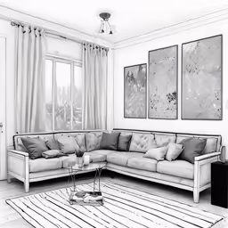 the interior of a modern, white living room