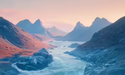 there is a river that runs through this mountainous area