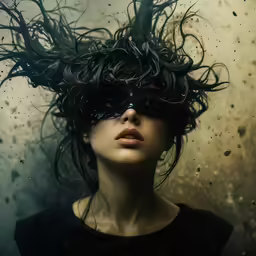 a woman with a crazy hair style and some sunglasses