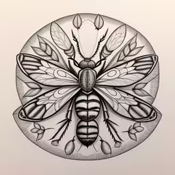 a butterfly is drawn in black on white paper,a black and white illustration of a insect on a white background