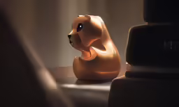 the dog shaped night light is shining
