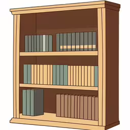 a bookcase filled with books and lots of papers,the bookcase has two levels for books