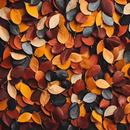 several different colored leaves with one small leaf