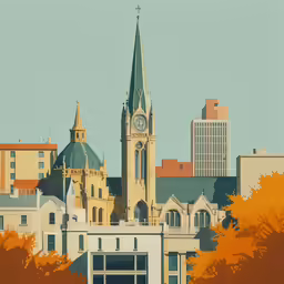 a very tall church with a clock tower