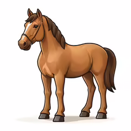 the standing horse in front of white background