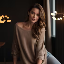 a beautiful woman posing for a picture in front of a window