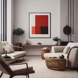 a room filled with furniture and potted plants