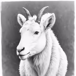 the goat is posing for a picture with its long horn