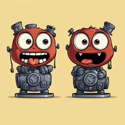 two cartoon figures with different expressions