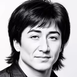 a black and white photo of a person with a shirt