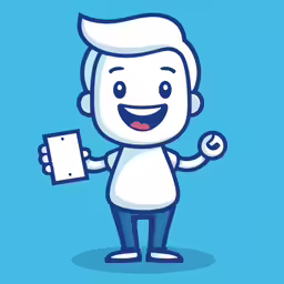 cartoon image of a smiling white man holding a sheet