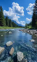 a river with lots of rocks and clear water