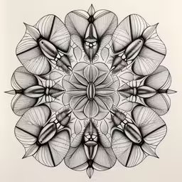 an intricate pattern in a drawing,a drawing of a flower is shown in this drawing