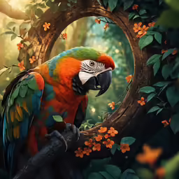 a colorful bird perched on top of a tree branch