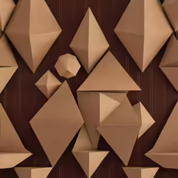 a large group of folded cardboard shapes