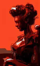 a picture of an artwork work of a girl riding a motorcycle