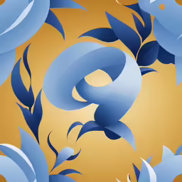 abstract floral blue background with gold tones