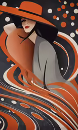 a painting depicting a woman in an orange hat