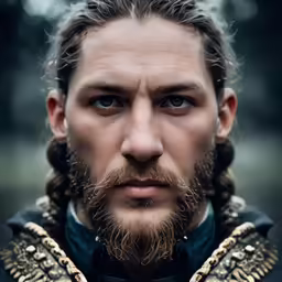 an extremely long haircut with braids and a beard on top