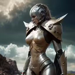 a woman dressed up like an alien warrior