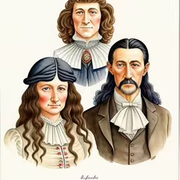 a couple of men and women wearing dress clothes,three people, one in period dress and one in dress clothes