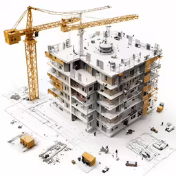 an image of an architectural model of an apartment block
