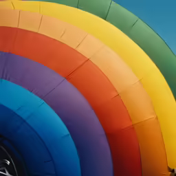 the inside view of a colorful hot air balloon