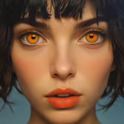 an image of a woman with a bright orange eye