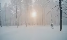 the snow covered path in the woods is beautiful