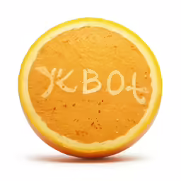 an orange with the words k boy on it