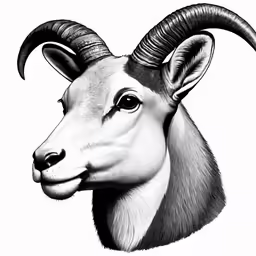 an animal with horns standing in front of a white background