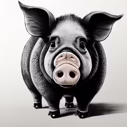 an illustration of a pig with his nose wide open